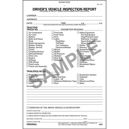 Jj Keller Detailed Driver Vehicle Inspection Report 19441 DVIR
